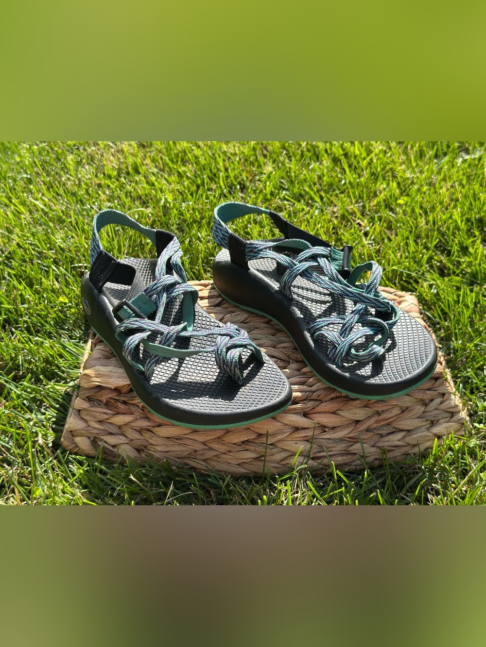 Chaco ZX2 Teal and Purple Outdoor Sandals size 8 women’s